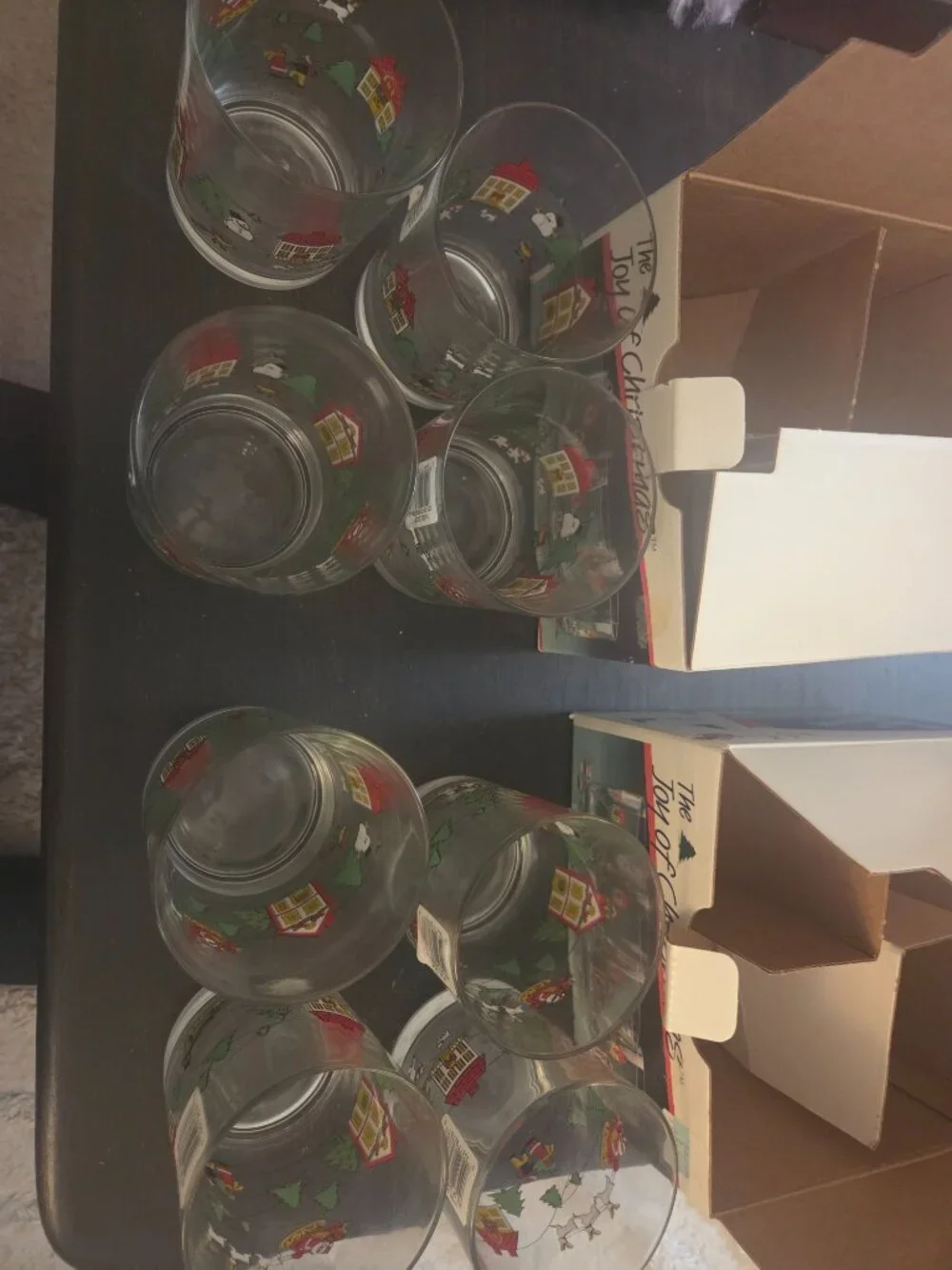 8 Christmas glasses in box from 1988